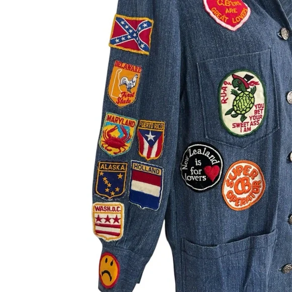 Vintage Sassy Denim Jacket with Colorful Patches - Picture 4 of 5